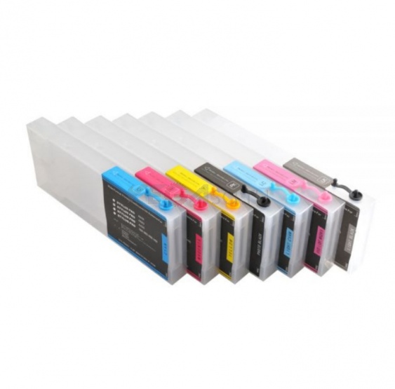 7 перезаправляемых чернильных картриджей для Epson Stylus Pro 7600 / 9600, 4 воронки, 7 чипов и 1 устройство для перезапуска чипов