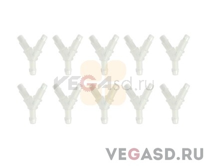 Y Tube Fitting with 400 Series Barbs, 1/16 дюйма (1,6 mm) ID Tubing (10 pcs)